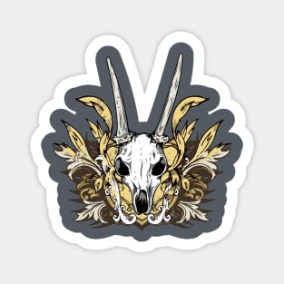 Goat Skull and Engraved Floral Detail Sticker